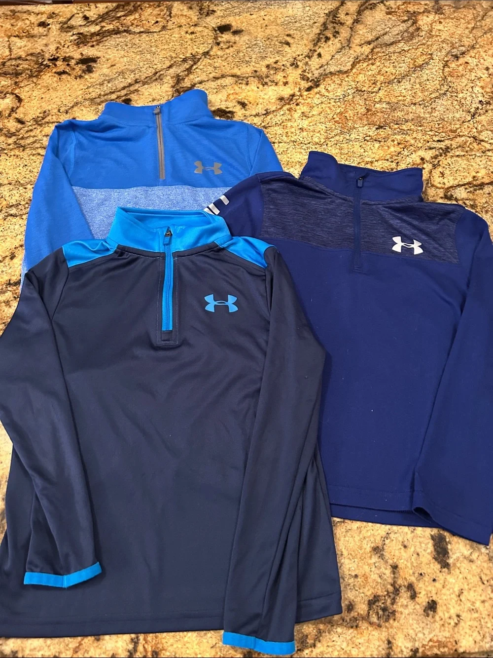 Under Armour Boys' Navy and Blue Quarter-Zip Tops Trio
